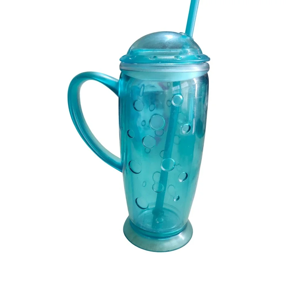 Starbucks Vintage Rocket Tumbler Travel Mug Barista Aqua Blue Plastic Retro 16 o